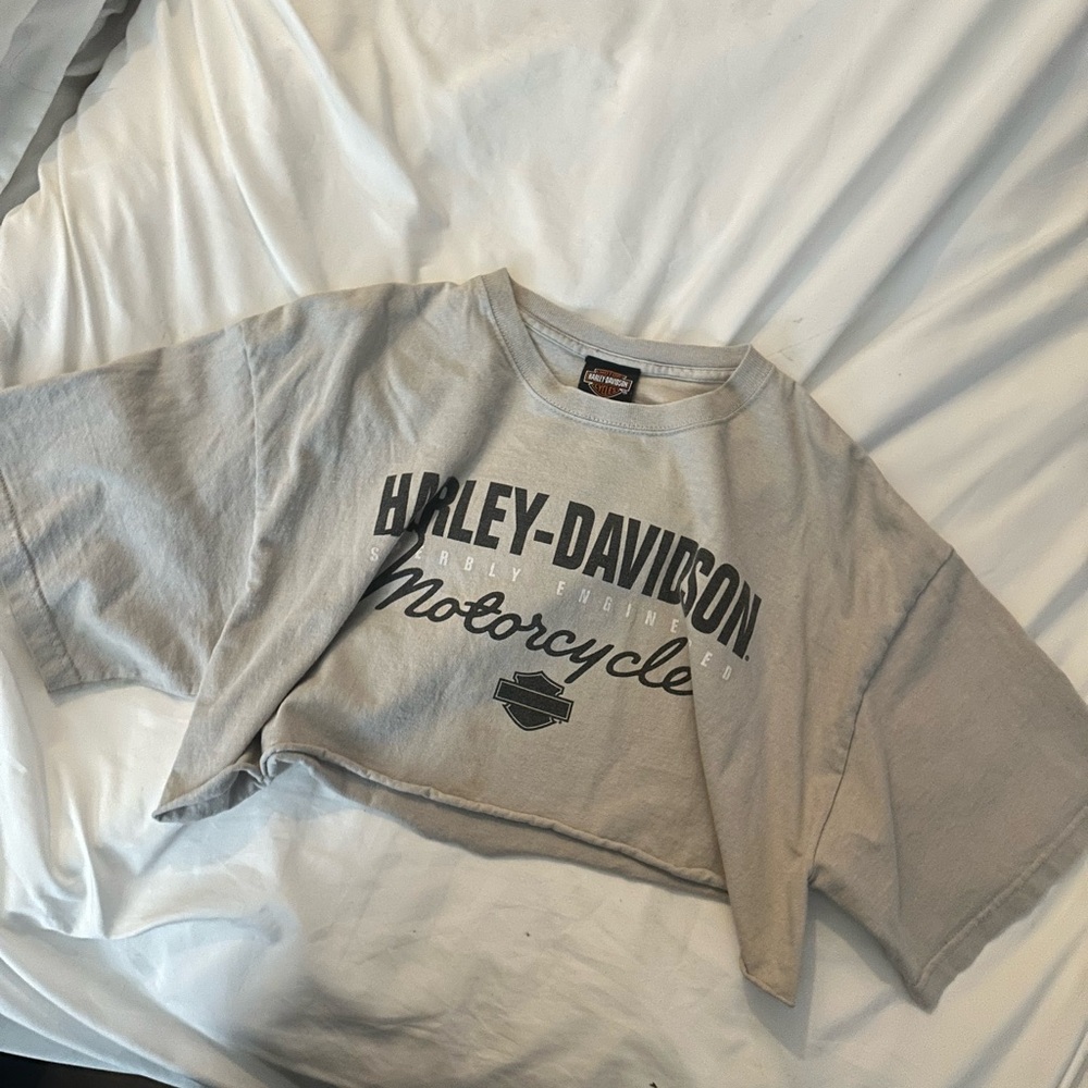 Harley-Davidson Gray Women's Crop Top custom cut m